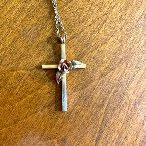 Krementz Rose Cross Necklace
